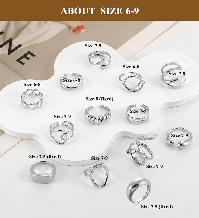 MOROYA 10PCS Gold Dome Chunky Rings for Women 18K Gold Plated Braided Twisted Round Signet Rings Adjustable Open Ring Band Statement Jewelry Size 7-9 - Image 4
